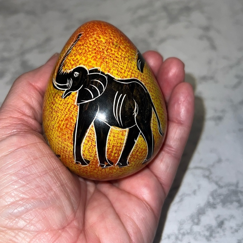 Painted Elephants and Tree Collectable Egg